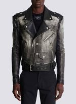 leather biker jacket balmain.