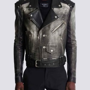 leather biker jacket balmain.
