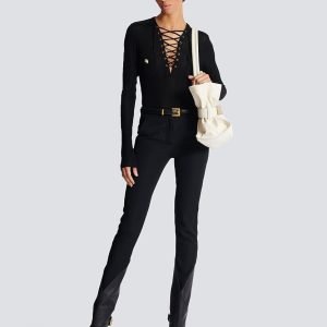 Long-Sleeved Lace-Up Top