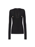 Long-Sleeved Lace-Up Top