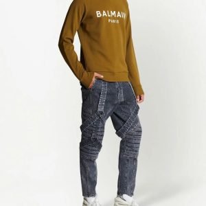 Balmain flocked logo sweatshirt back view