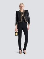 Back view of female Balmain jeans
