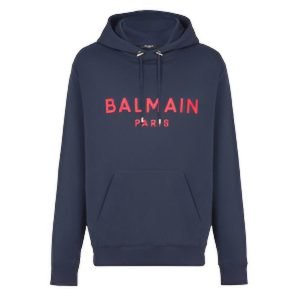 Balmain Biker Hoodie front view black
