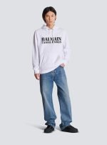 Balmain white hoodie back view