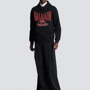 Back view of Balmain cropped hoodie