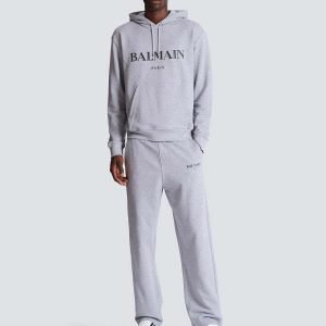 Back view of Balmain men hoodie black