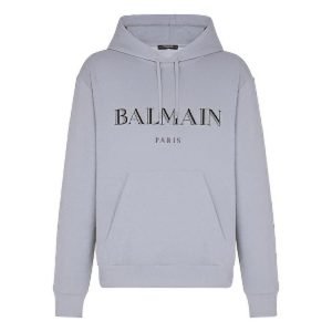 Front view of Balmain men hoodie black