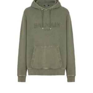 Front view of Balmain camo hoodie