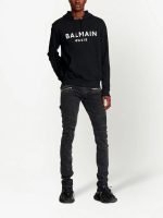 balmain black hoodie mens back view