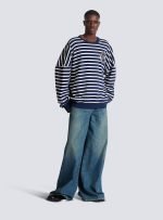 back view of balmain blue sweatshirt