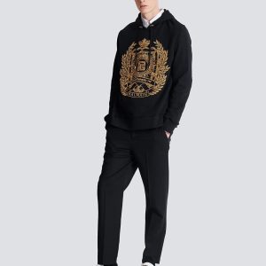 Back view of Balmain embossed hoodie