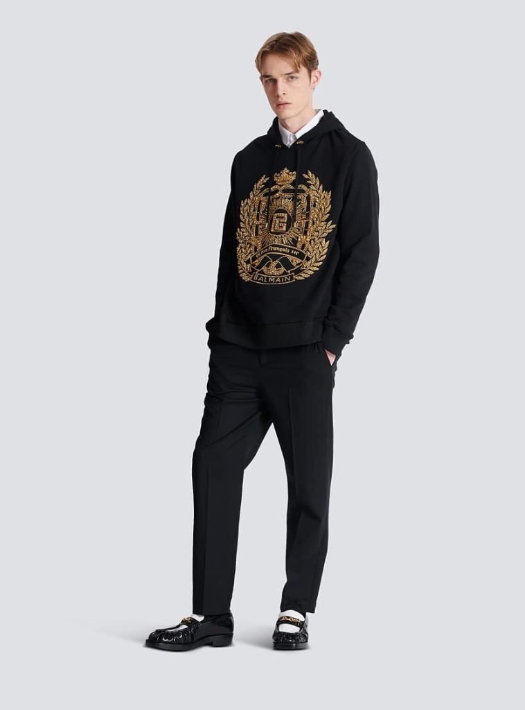 balmain embossed hoodie