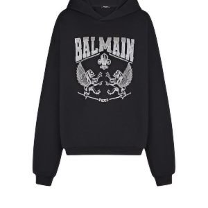 balmain graffiti hoodie front view