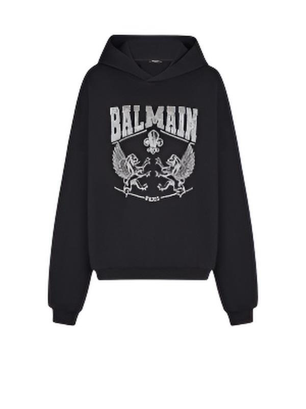 balmain graffiti hoodie balmain graffiti hoodie front view