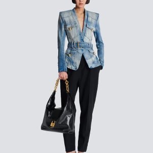 balmain jean jacket back view
