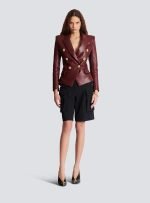 back view of balmain leather biker jacket