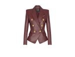 front view of balmain leather biker jacket