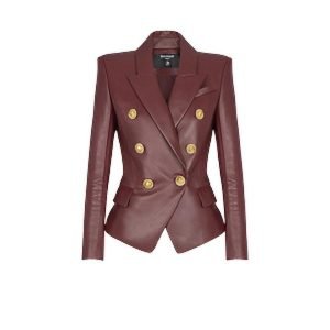 front view of balmain leather biker jacket