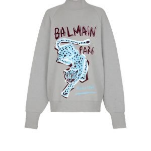 Front view of Balmain printed sweatshirt USA edition.