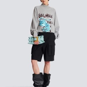 Back view of Balmain printed sweatshirt USA edition.