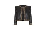 leather balmain jacket front view