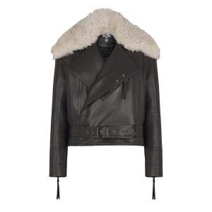 front view of balmain leather jacket for men