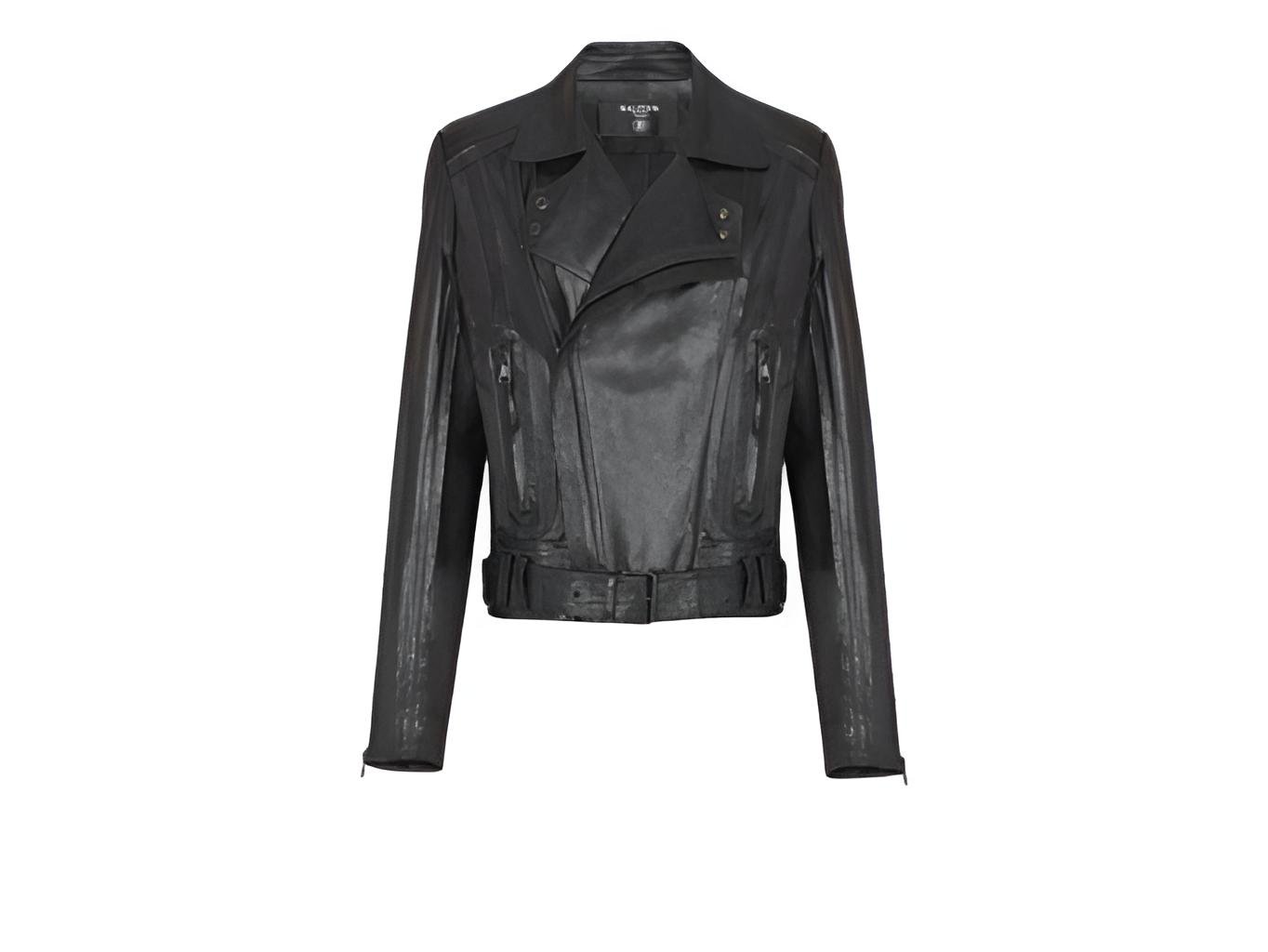 balmain men's leather biker jacket balmain men’s leather biker jacket front view