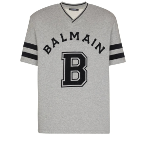 Balmain V-Neck Logo-Print T-Shirt.