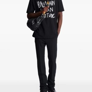 Balmain mens t shirt back view plain design with clean stitching