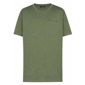 Balmain PB crew-neck T-shirt front view with logo print in cotton fabric
