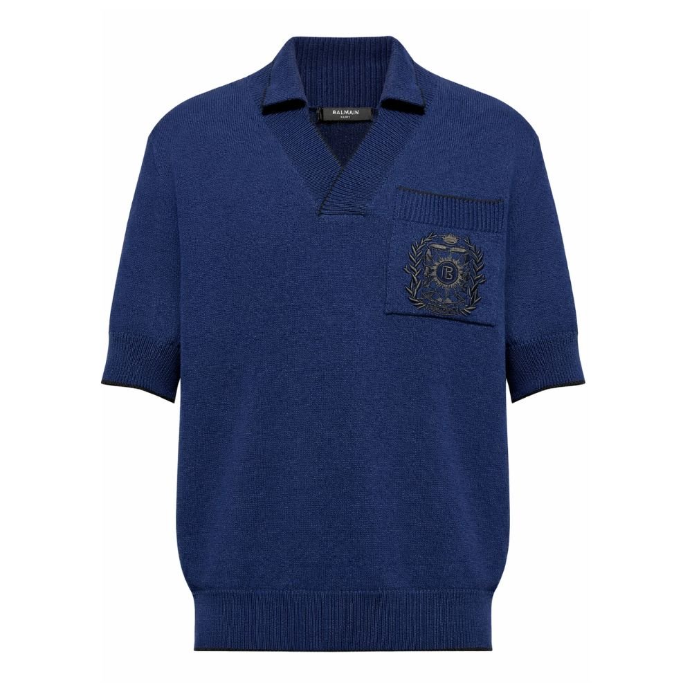 Balmain Polo-Collar T-Shirt Balmain polo-collar t-shirt front view cotton designer shirt