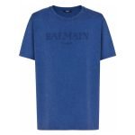 Balmain logo-tag T-shirt front view cotton designer tee for men