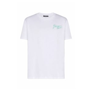 Balmain brush logo-print T-shirt front view with printed logo