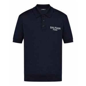 Balmain logo-detail polo T-shirts front view with logo on chest