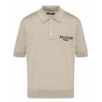 Balmain logo-detail polo shirt front view with clean logo and short sleeves