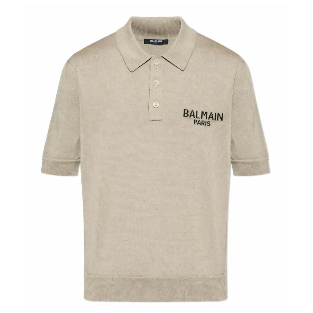 Balmain logo-detail polo shirt Balmain logo-detail polo shirt front view with clean logo and short sleeves