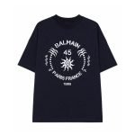 Balmain logo-embossed cotton T-shirt front view with clean embossed logo and cotton fabric detail