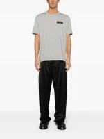 Balmain logo-patch mélange T-shirt back view showing plain design and regular fit