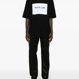 Balmain slogan-patch cotton T-shirt back view plain cotton design and fit