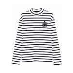 Balmain striped long-sleeve T-shirt front view with black and white stripes, casual fit for daily wear