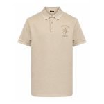 Balmain sun-embroidered piqué polo shirt front view with logo detail and cotton texture