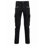 Front view of Balmain-embossed cargo jeans with utility pockets and embossed logo detail for men streetwear fashion