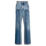 Balmain hybrid panelled straight-leg jeans front view showing straight fit and panel design