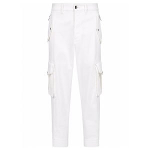 Balmain tapered leg cargo jeans front view with utility pocket design