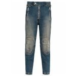 Balmain two-tone skinny jeans front view with slim fit denim design