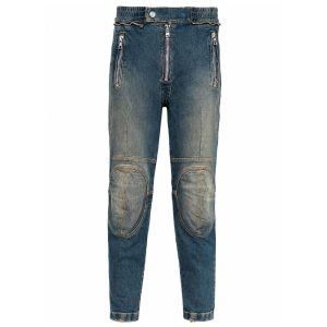 Balmain two-tone skinny jeans front view with slim fit denim design
