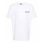 balmain white t shirt front view with logo print for men