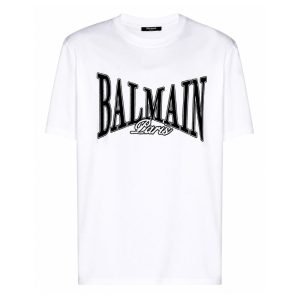 replica balmain t shirt front view with logo print
