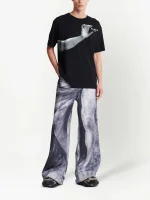 BALMAIN MEN Oversized Statue Print SS T-Shirt Black back view showing oversized design and rear details