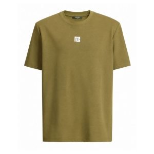 Balmain T-shirts with embroidered logo front view showing embroidered Balmain branding on premium cotton fabric